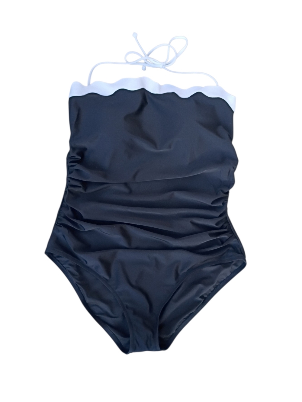 J. Crew 1-Piece Swimsuit with White Scallop Trim sz S NEW